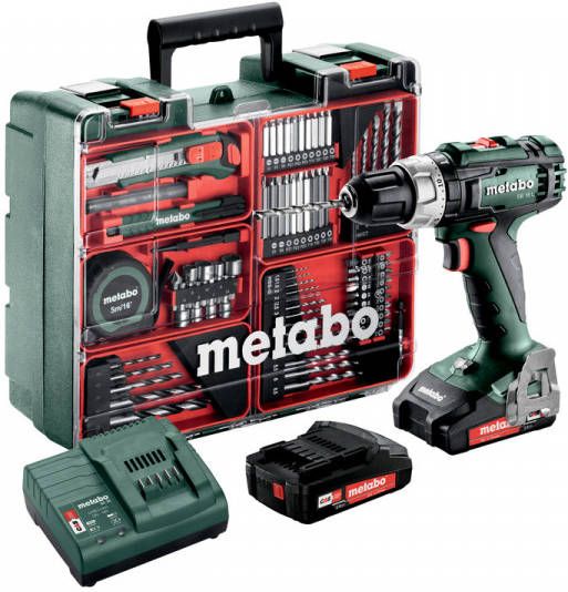 Metabo SB 18 L Mobile Workshop 18V Li Ion Accu Klop -/boormachine Set(2x 2, 0Ah Accu)In Koffer 50Nm Incl. 73 Delige Accessoires Set