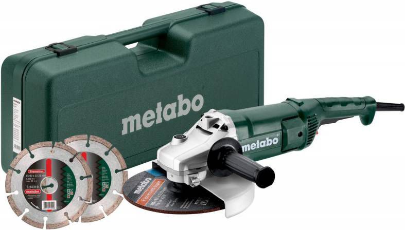 Metabo WE 2200 230 Haakse Slijper Set Incl. 2 Slijpschijven In Koffer 2200W 230mm