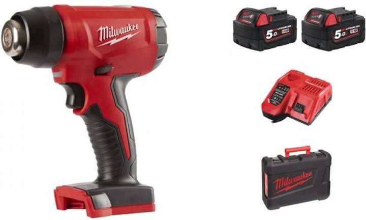 Milwaukee M18 BHG 502C 18V Li Ion Accu Heteluchtpistool Set(2x 5, 0Ah Accu)In Koffer 470°C