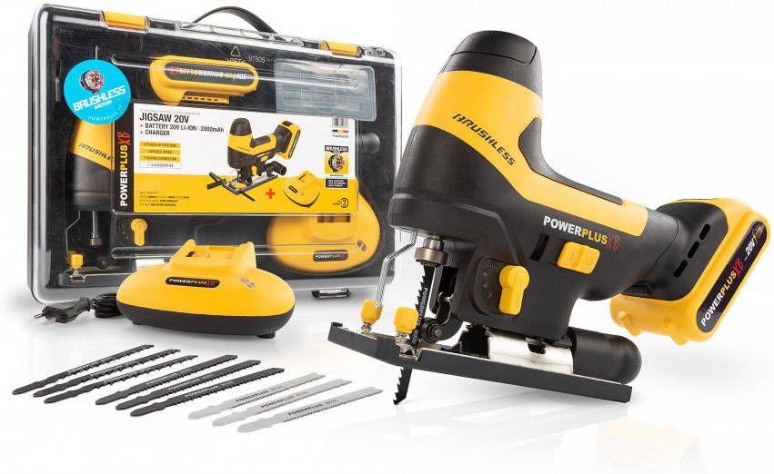 Powerplus POWXB50020 20V Li Ion accu decoupeerzaag set(1x 2.0Ah accu)in koffer koolborstelloos