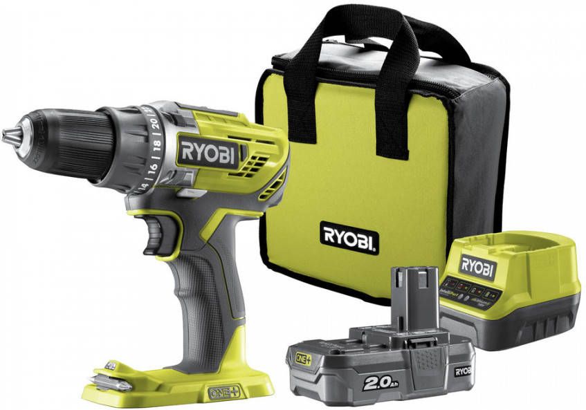 Ryobi R18DD3 120S 18V Li Ion Accu Boor -/schroefmachine Set(1x 2.0Ah Accu)In Tas