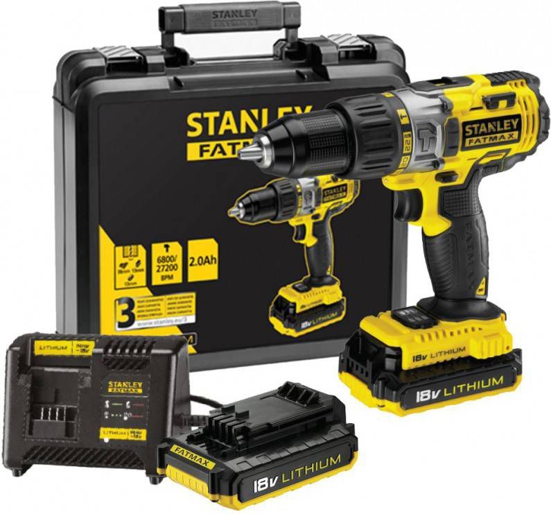 Stanley FMC625D2 18V Li Ion accu klopboor -/schroefmachine set(2x 2.0Ah accu)in koffer