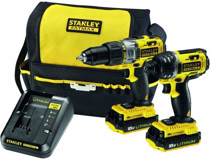 Stanley FMCK461C2 QW 18V Li ion Klopboor -/schroefmachine(FMC625D2)&amp, Slagschroevendraaier(FMC645D2)Combiset(2x 2, 0aH accu)in tas