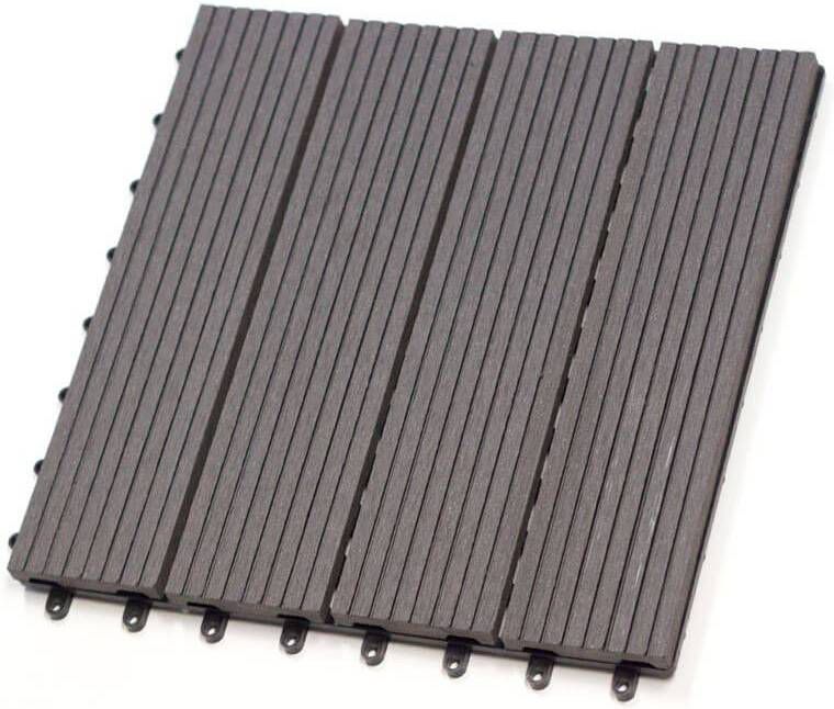 DuoWood Terrastegel antraciet/lava Easy Click 30 x 30 cm(set van 4 stuks )