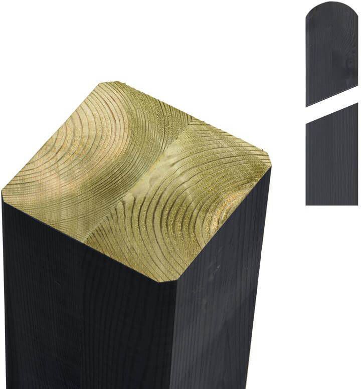 Plus Danmark Paal vuren 9 x 9 cm antraciet(268 cm)met ongepunte en afgeronde kant geschaafd