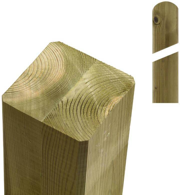 Plus Danmark Paal vuren 9 x 9 cm groen geimpregneerd(238 cm)ongepunt met afgeronde kant geschaafd