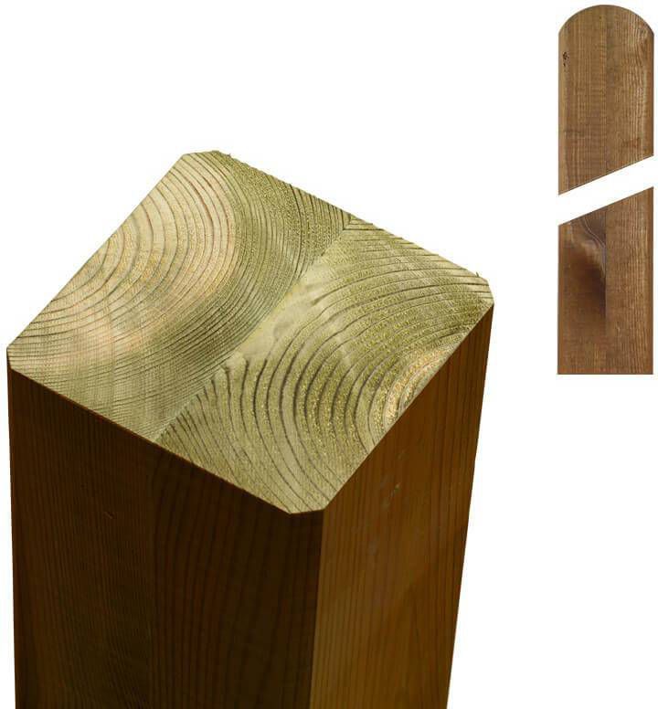 Plus Danmark Paal vuren 9 x 9 cm teak geverfd (238 cm) met ongepunte en afgeronde kant geschaafd