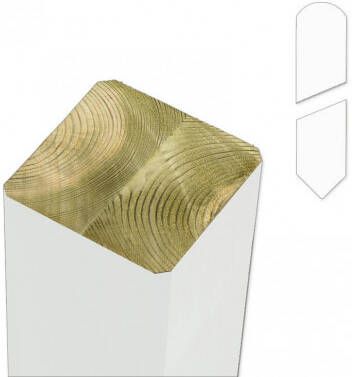 Plus Danmark Paal vuren 9 x 9 cm wit(157 cm)ongepunt met afgeronde kant geschaafd