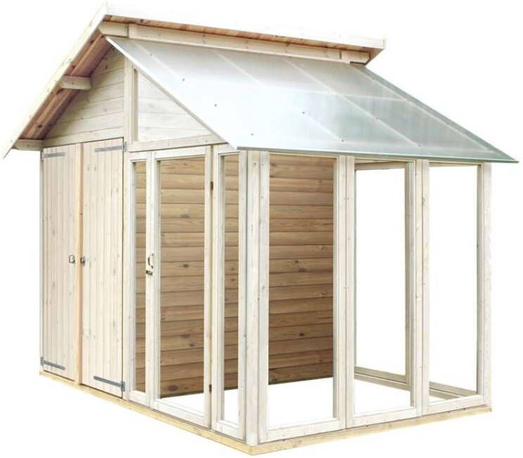 Plus Danmark Tuinhuis met serre 6, 6 m2 onbehandeld 316 x 208 x 285 cm