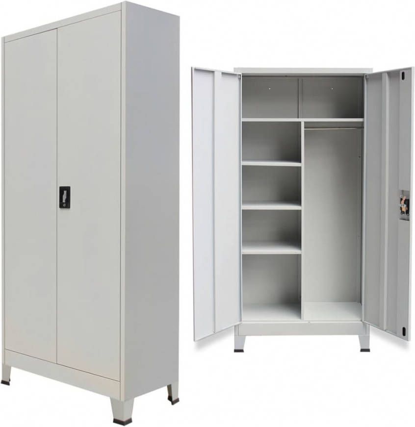 vidaXL Lockerkast met 2 deuren 90x40x180 cm staal grijs