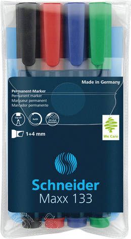 Massamarkt Schneider Maxx 133 Permanentmarker Beitel Punt Etui A 4 Stuks