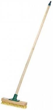 Merkloos Luiwagen/schrobbezem Met Steel Hout B24 Cm Schrobborstels