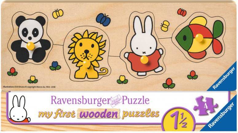 Ravensburger houten puzzel Nijntje en haar dierenvriendjes
