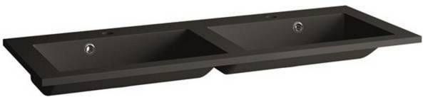 Allibert Slide solid surface wastafel met twee kraangaten 120cm zwart graniet