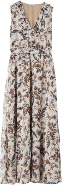Liu Jo Lange jurk met Paisley Wa1221 Summer Belt , Wit, Dames