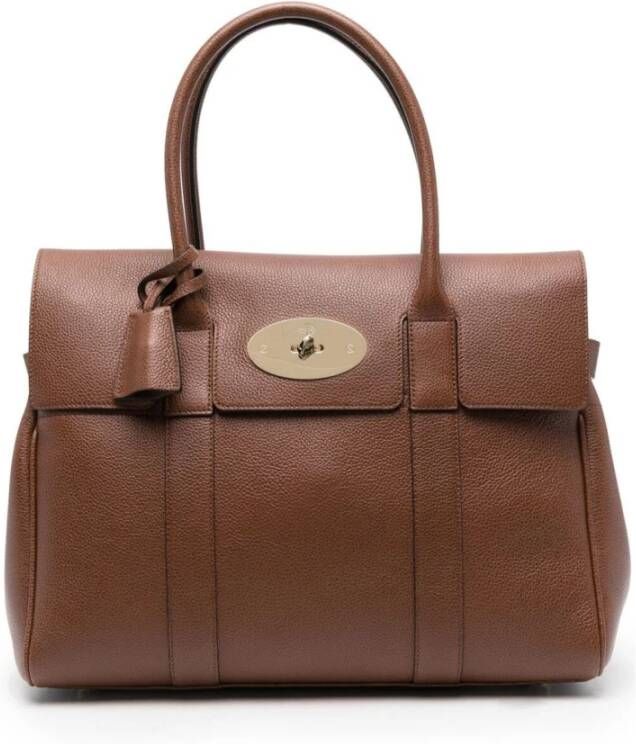 Mulberry Twist Lock Tote tas , Bruin, Dames