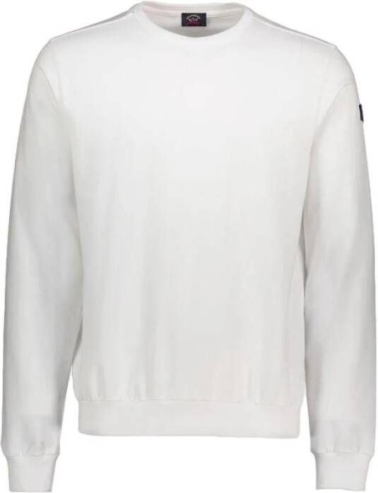PAUL & SHARK Organic Cotton Sweatshirt met iconische badge genser , Wit, Heren