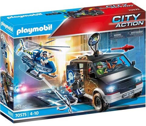 Playmobil ® Constructie speelset Politie helikopter achtervolging van de vluchtauto(70575)Made in Germany(124 stuks )