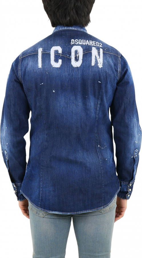 Dsquared2 Dank shirt met verfvlekken , Blauw, Heren