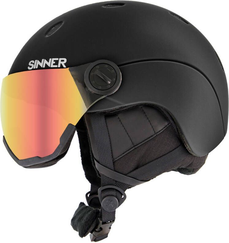 Sinner titan visor skihelm zwart/oranje kinderen