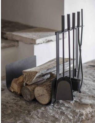 Trendyard Haardstel Met Houtbak Stanton Zwart