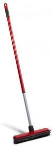 Shoppartners Rubberen Bezem/Kappersbezem Rood Met Telescoopsteel 30 Cm Schoonmaakartikelen/Bezems
