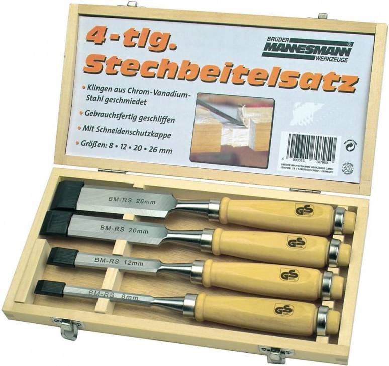 Br&#xFC, der Mannesmann Houtsteekbeitelset 4 delig 66104