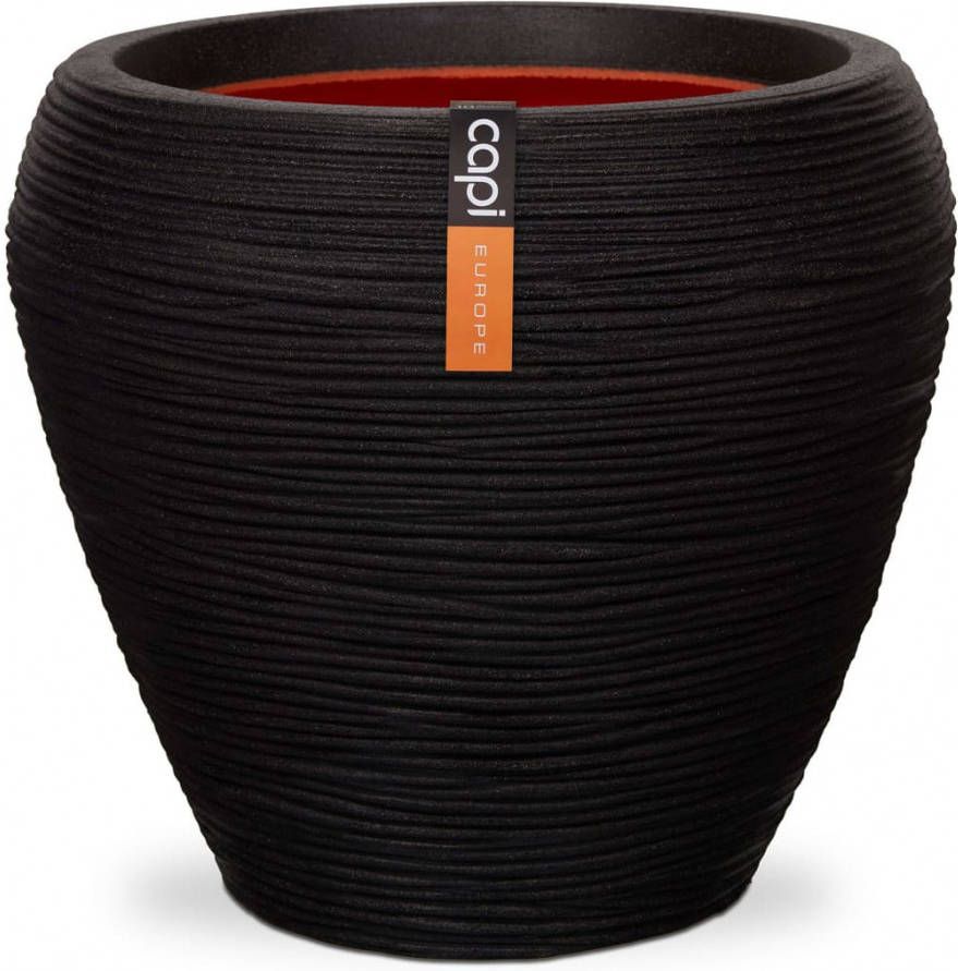 Capi KBLR362 Bloemenvaas taps rond Rib 42x38cm Zwart