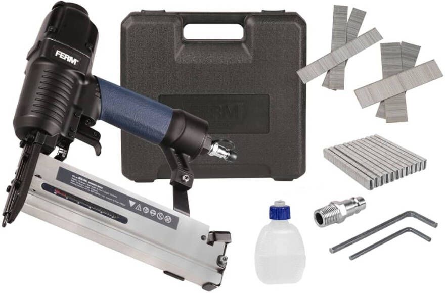 FERM ATM1051 Pneumatische niet tacker in koffer 12 25mm 4, 0 7, 0 bar
