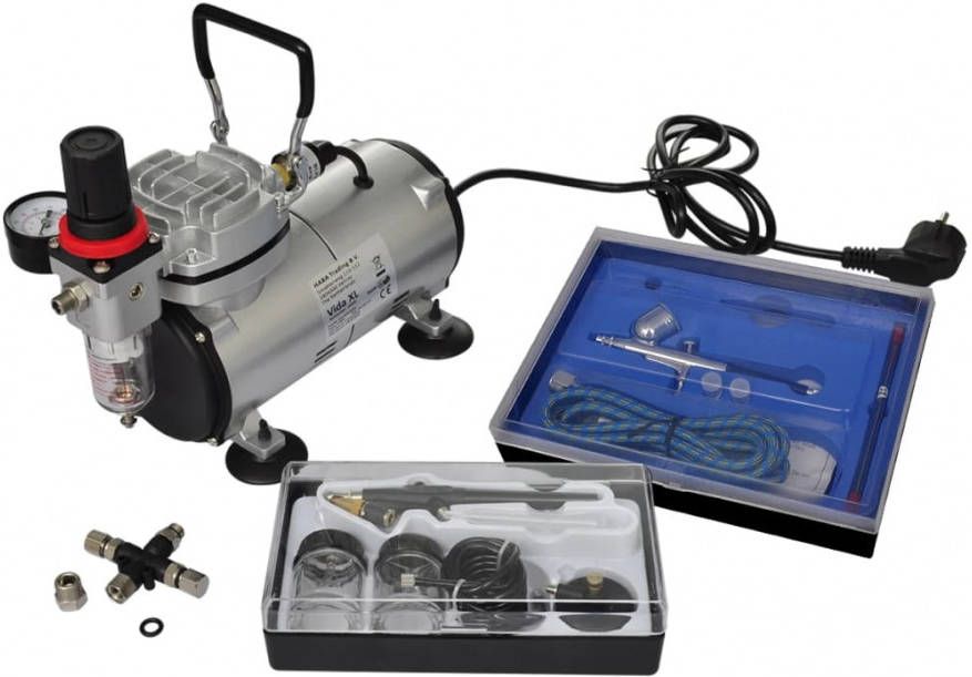 vidaXL Airbrush compressor + set met 2 spuitpistolen