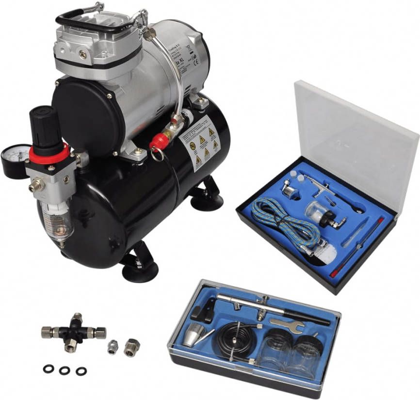 VIDAXL Airbrush Compressorset met 2 pistolen