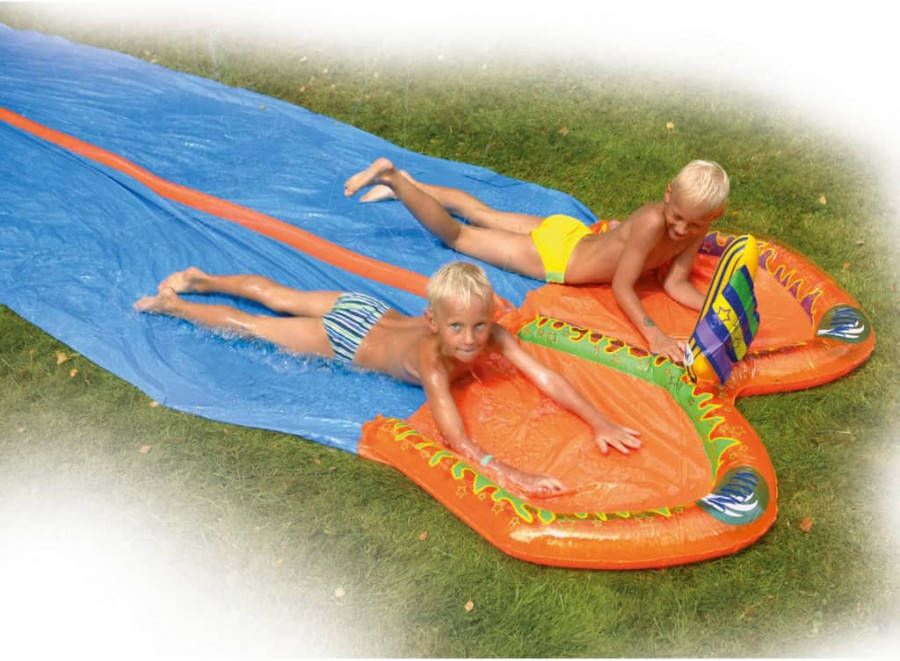 vidaXL Wehncke Waterglijbaan Duo 650x180 Cm Oranje En Blauw