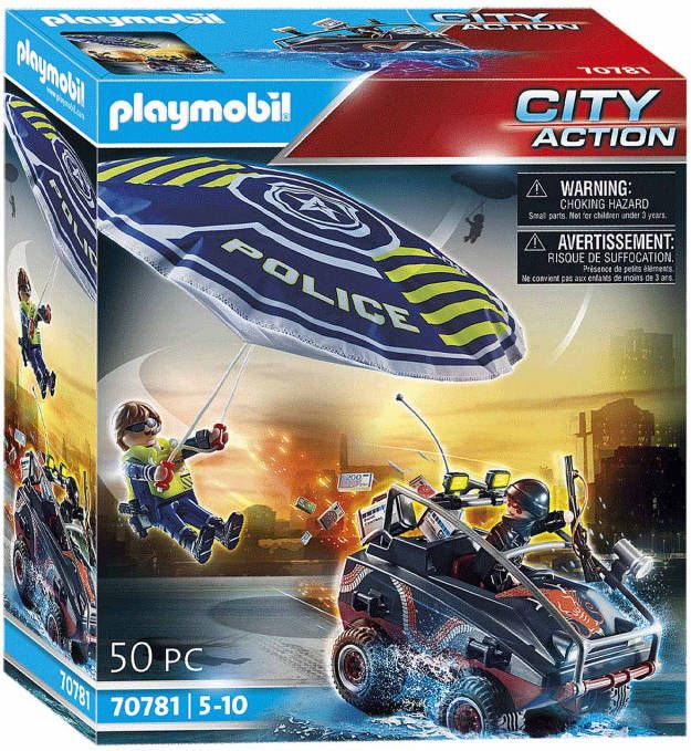 PLAYMOBIL City Action Politieparachute achtervolging van het amfibievoertuig Constructiespeelgoed