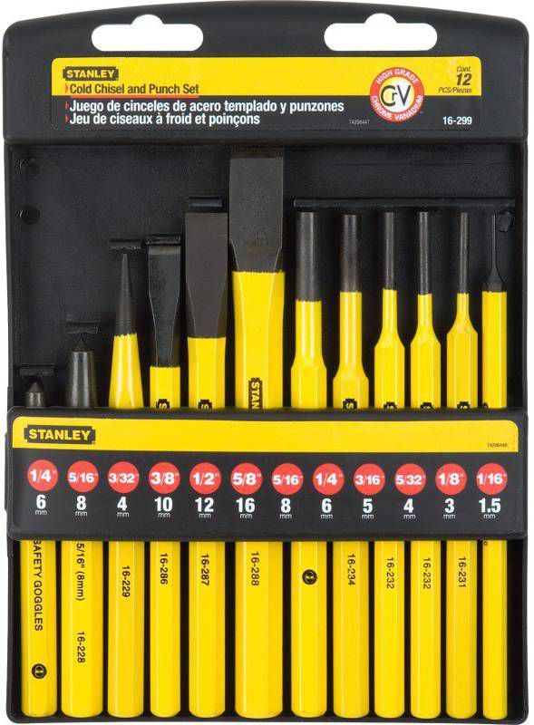 STANLEY Koudbeitel En Drevelset 12 delig Gereedschapsset