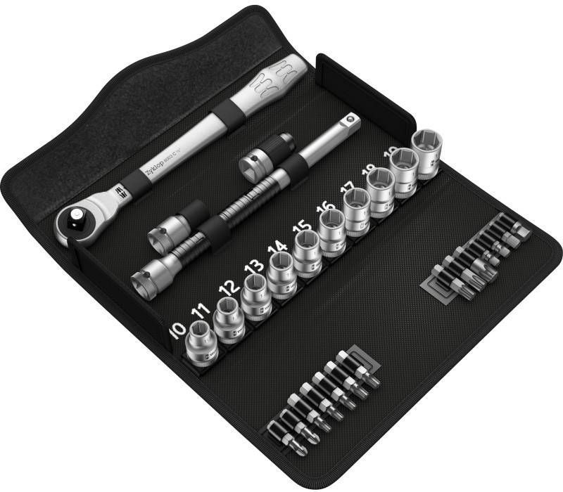 Wera 8100 SC 7 Zyklop Metal ratelset met doorsteekvierkant 1/2" aandrijving Gereedschapsset