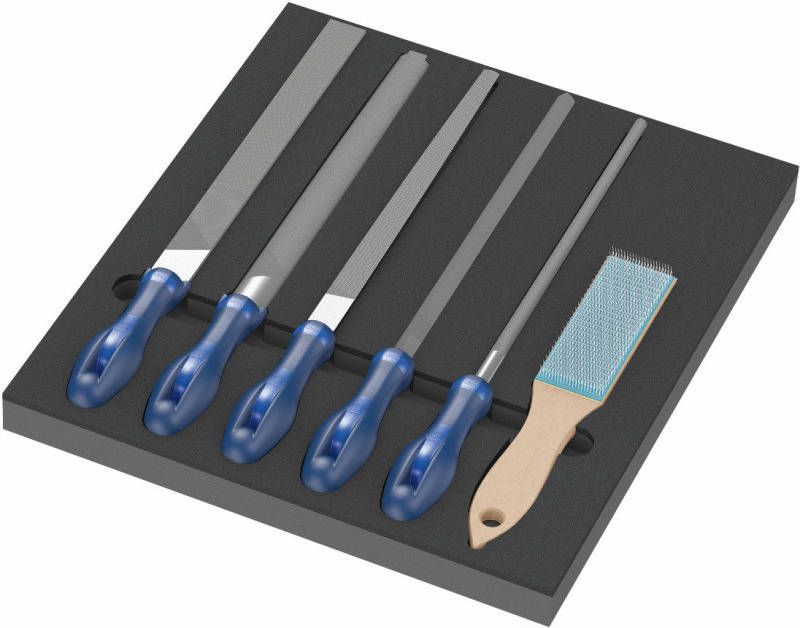 Wera 9783 Schuimrubberen inzetstuk met PFERD vijlen Set 1, 6 delig Vijl